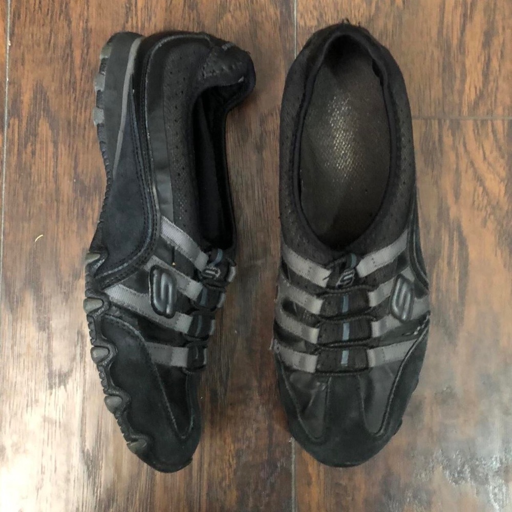 2000s Y2K Black Sporty Skechers Mary Jane sneakers flats ballet shoes goth emo